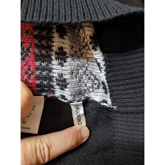 NWT Ny & Co Black Red White Sweater With Tie Waist Medium - Picture 10 of 11